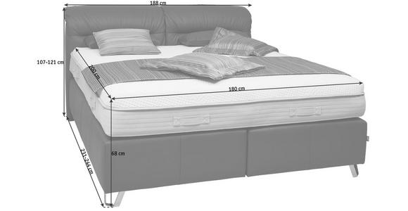 BOXSPRINGBETT 180/200 cm INKL. Matratze, Topper - Chromfarben/Dunkelgrau, KONVENTIONELL, Leder (180/200cm) - Dieter Knoll