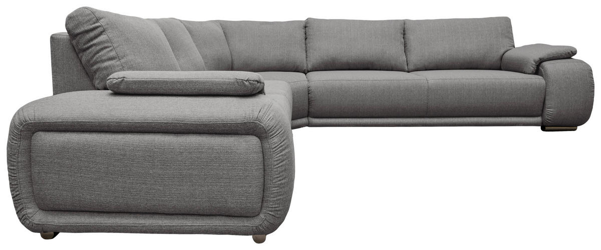 ECKSOFA Grau Struktur  - Chromfarben/Grau, KONVENTIONELL, Textil/Metall (310/280cm) - Carryhome