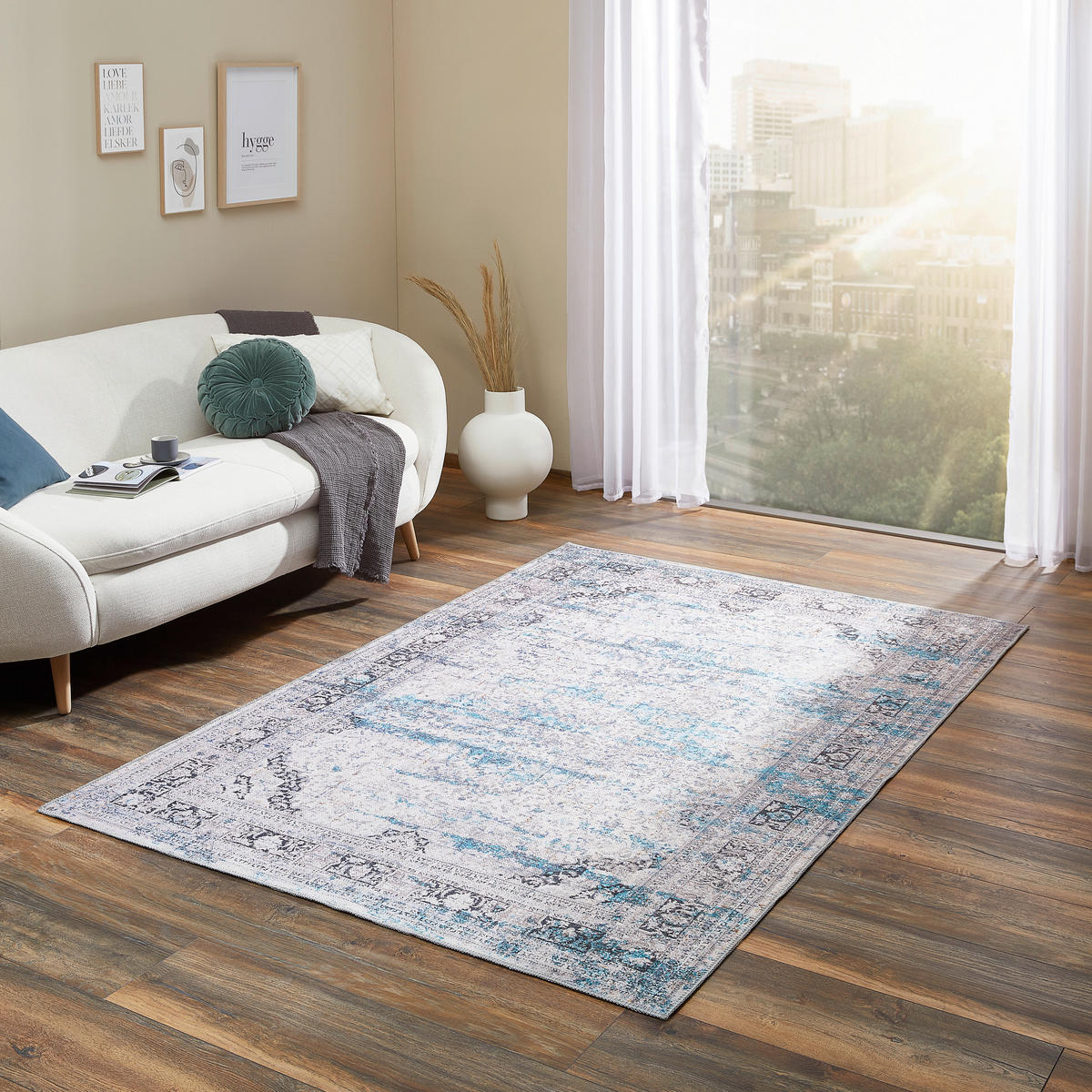 VINTAGE-TEPPICH 130/190 cm Belvedere  - Blau/Grau, Lifestyle, Textil (130/190cm) - Novel