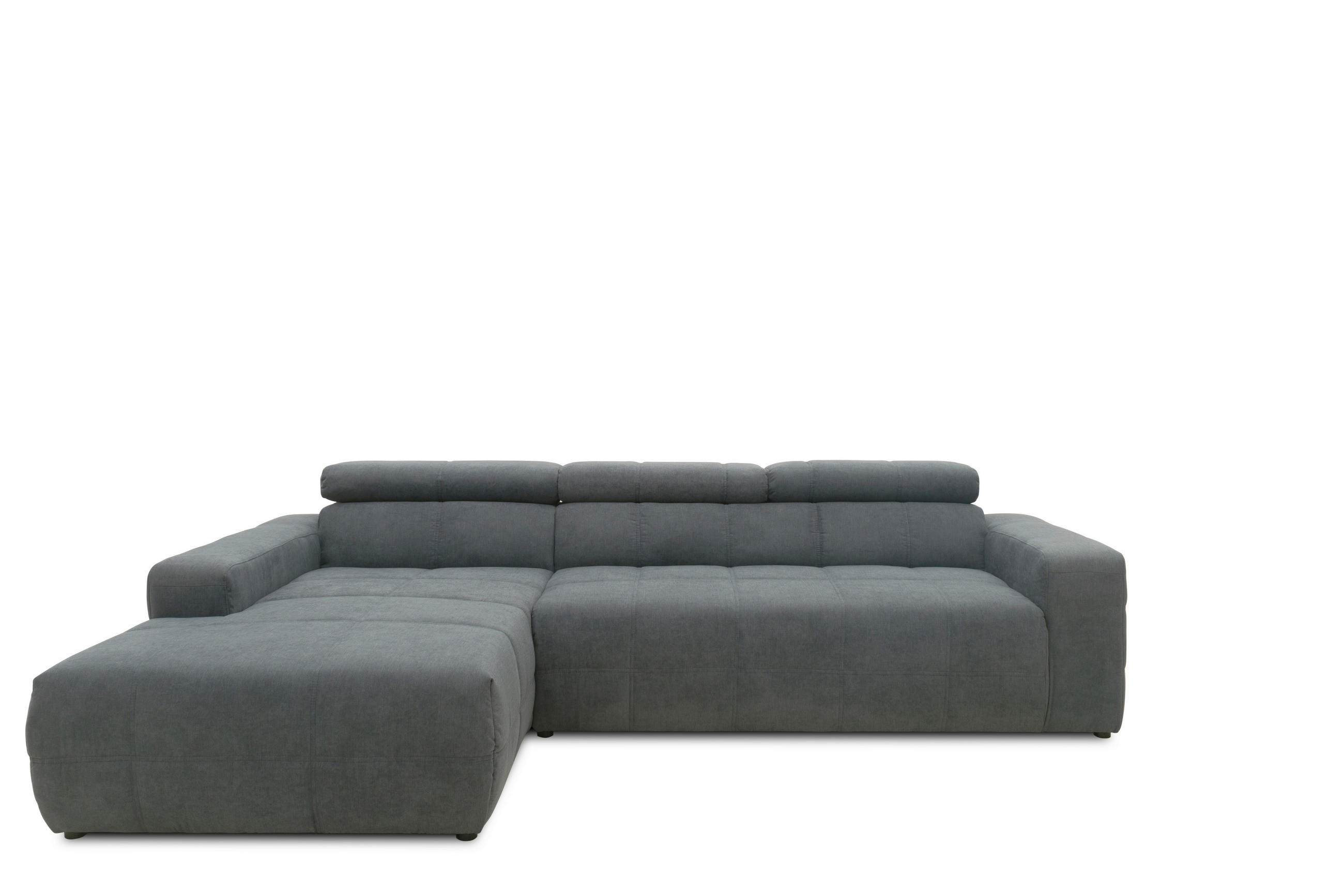 ECKSOFA Dunkelgrau Mikrofaser  - Dunkelgrau/Schwarz, Design, Kunststoff/Textil (175/285cm) - MID.YOU