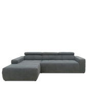 ECKSOFA Dunkelgrau Mikrofaser  - Dunkelgrau/Schwarz, Design, Kunststoff/Textil (175/285cm) - MID.YOU