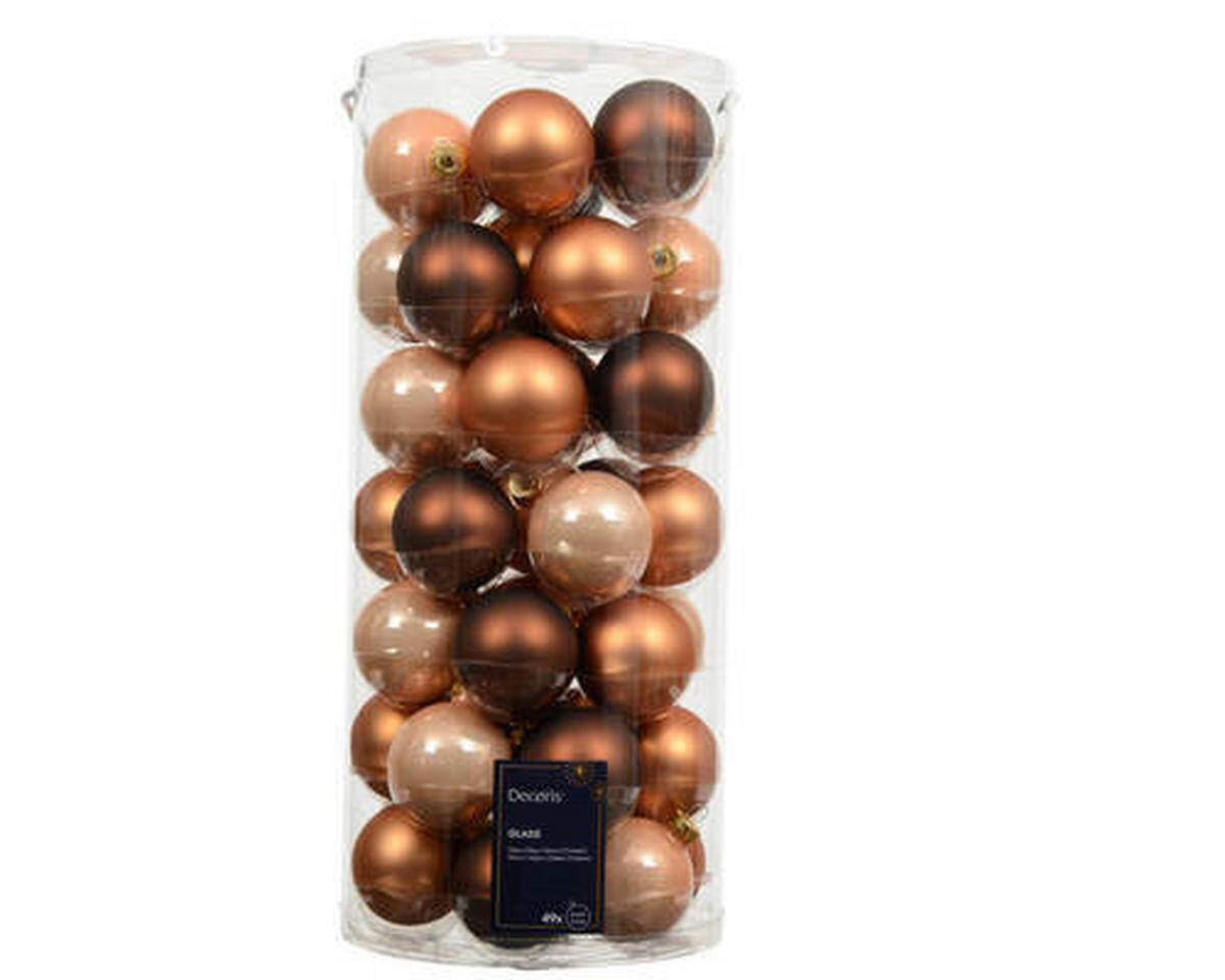CHRISTBAUMKUGEL-SET 6,00 cm  - Cognac/Perlmutt, KONVENTIONELL, Glas (6,00cm)