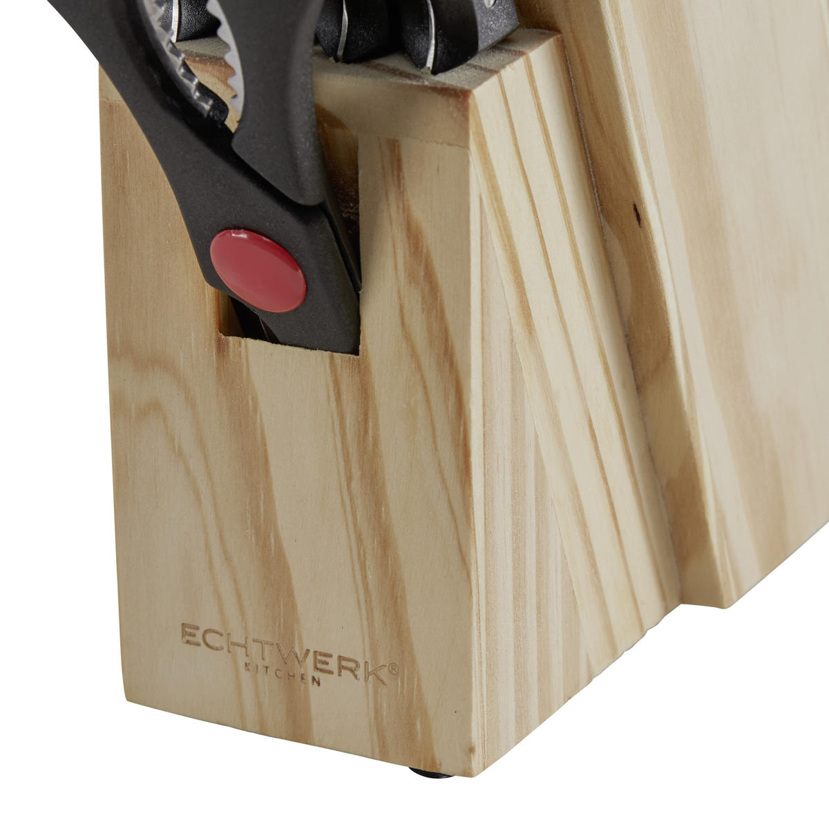 MESSERBLOCK 14-teilig  - Silberfarben/Kieferfarben, Trend, Holz/Metall (16/8,1/21,5cm) - Echtwerk
