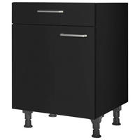 SCHUBKASTENUNTERSCHRANK 60/87/56 cm  in Schwarz  - Edelstahlfarben/Schwarz, MODERN, Holzwerkstoff/Metall (60/87/56cm) - Nobilia