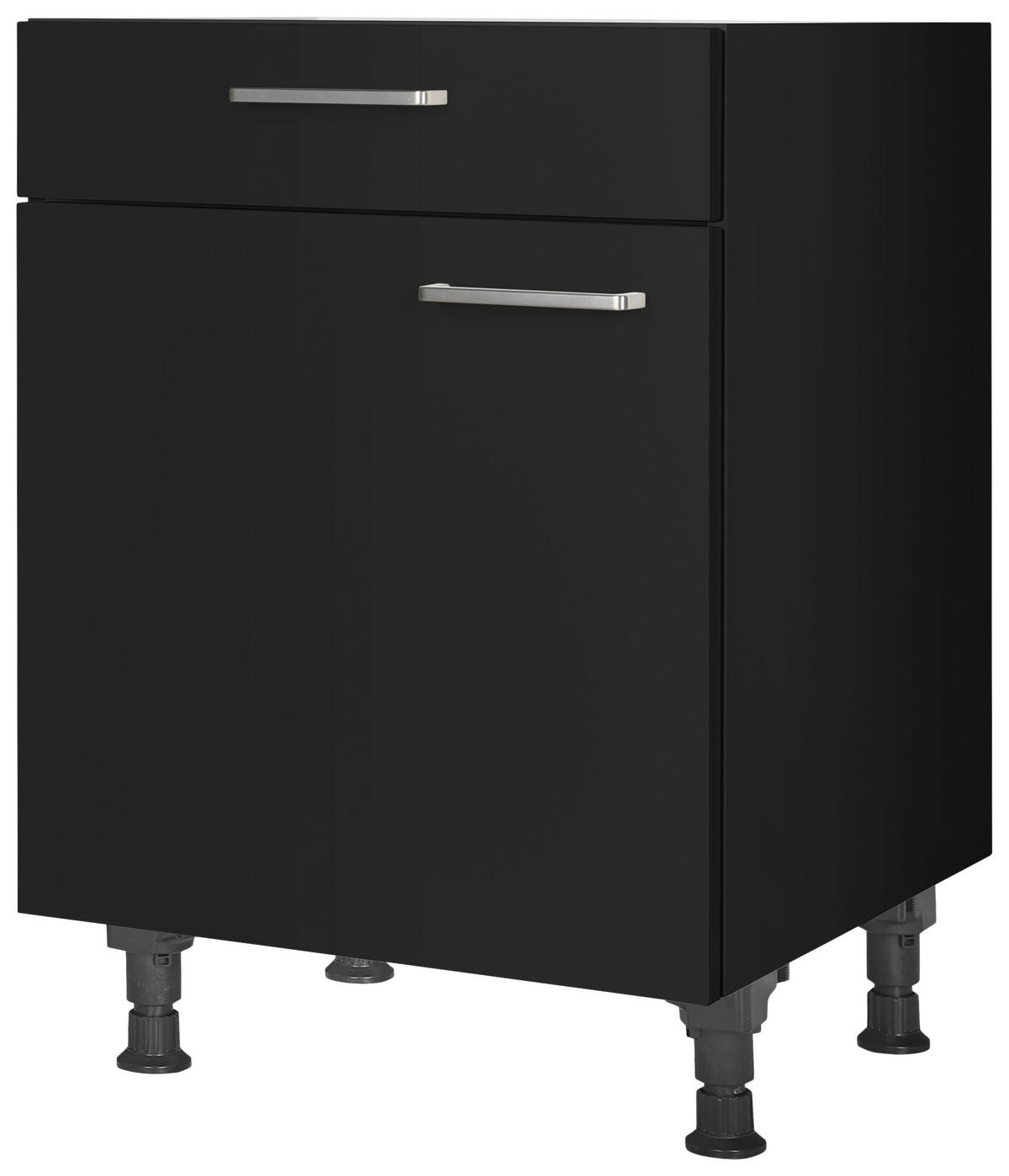 SCHUBKASTENUNTERSCHRANK 60/87/56 cm  in Schwarz  - Edelstahlfarben/Schwarz, MODERN, Holzwerkstoff/Metall (60/87/56cm) - Nobilia