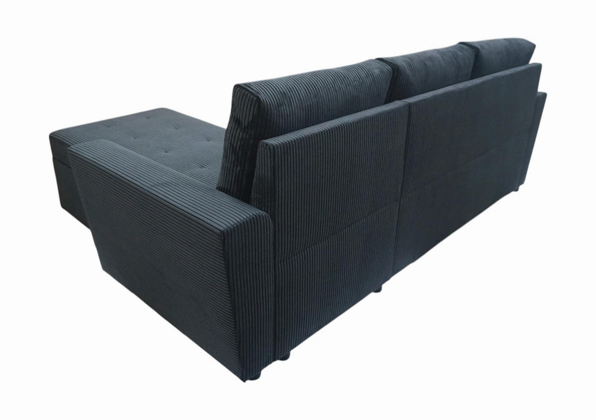 ECKSOFA TERMOLI Anthrazit Cord  - Anthrazit/Schwarz, Design, Kunststoff/Textil (231/155cm) - MID.YOU