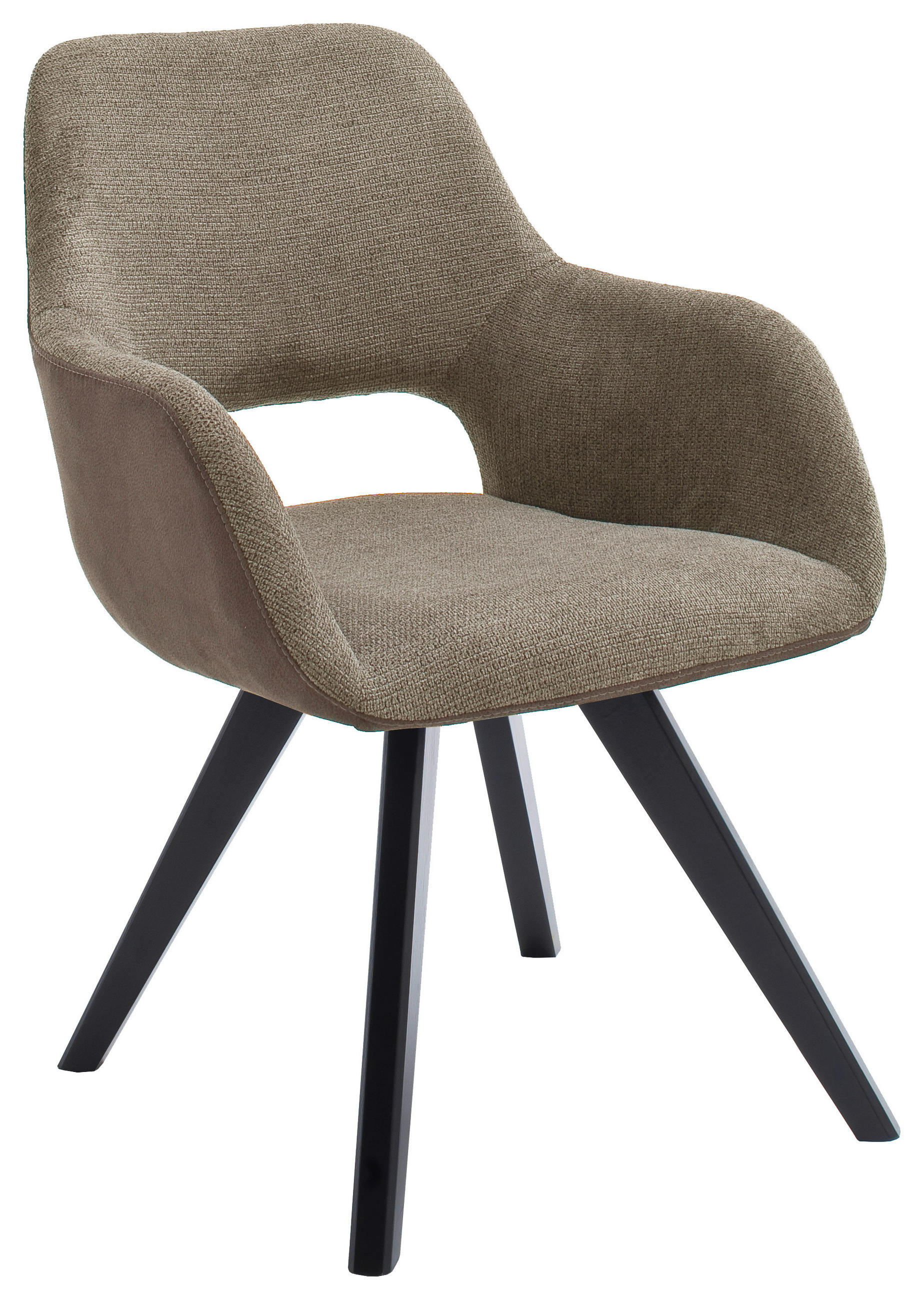 ARMLEHNSTUHL  in Flachgewebe, Mikrofaser  - Schwarz/Cappuccino, Design, Holz/Textil (56/86/64cm) - Lomoco