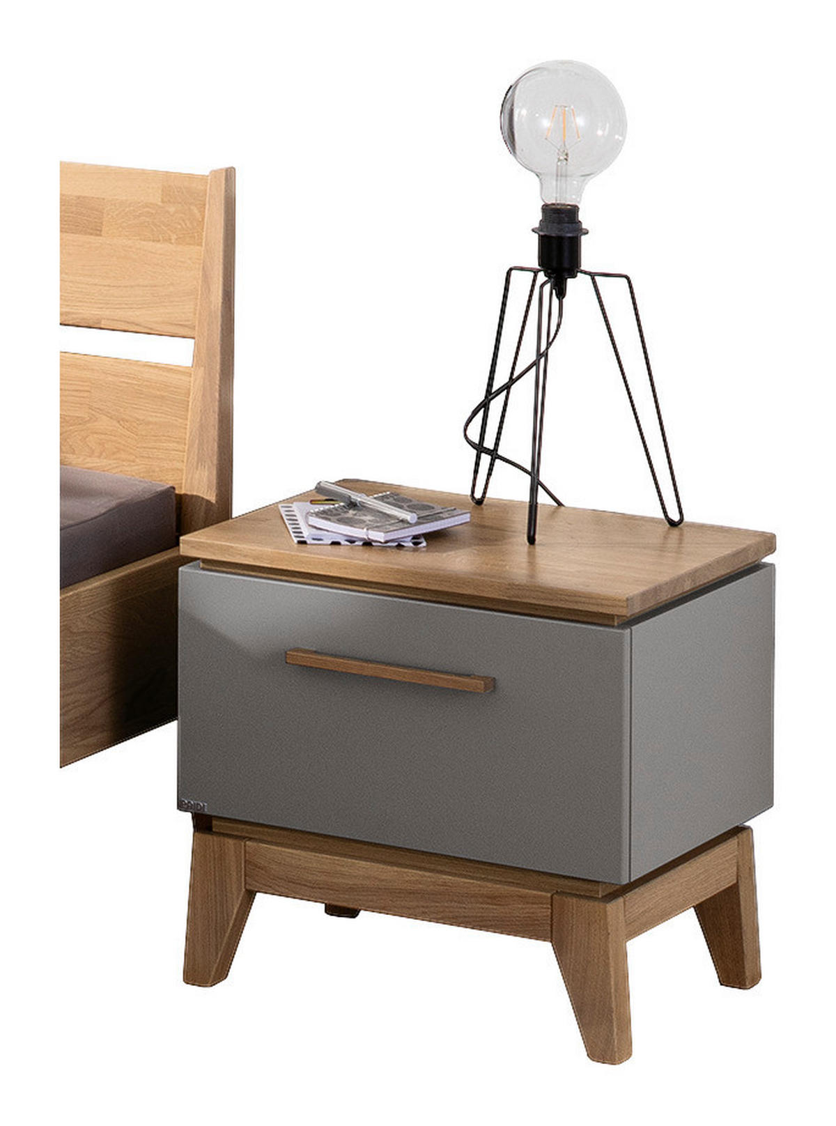 NACHTTISCH 48,2/46,5/39,6 cm  in massiv Eiche Grau, Eichefarben  - Eichefarben/Grau, Design, Holz/Holzwerkstoff (48,2/46,5/39,6cm) - Paidi