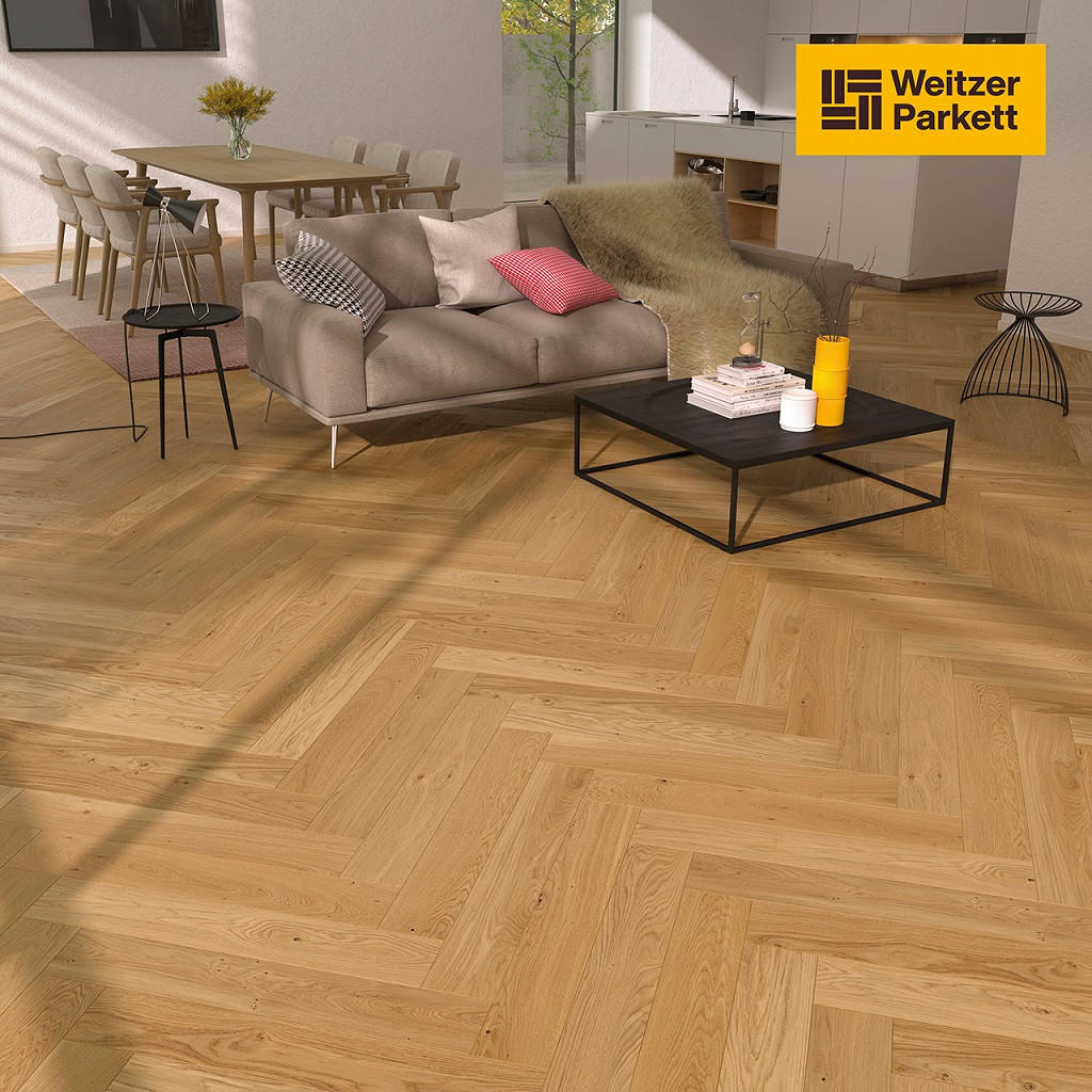 FISCHGRÄT Eiche Natur Stab 750  per  m² - Eichefarben, Design, Holz (75/12,5/0,93cm) - Weitzer Parkett