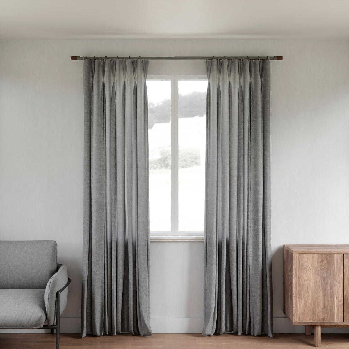 VORHANGSTANGENSET 91-183 cm  - Grau, KONVENTIONELL, Holz/Metall (91-183cm) - Umbra