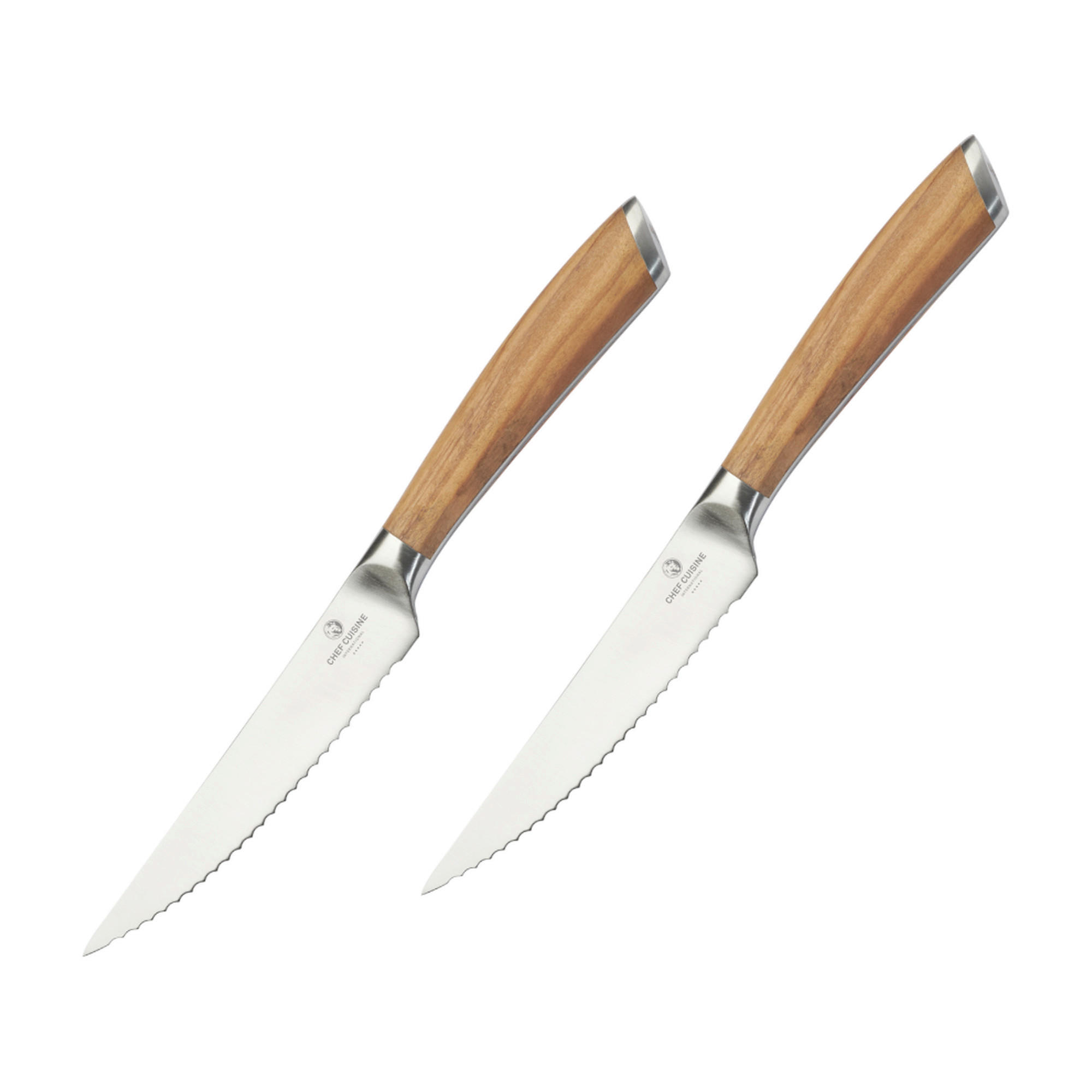 STEAKMESSER Olivenholz  - Edelstahlfarben/Naturfarben, Basics, Holz/Metall (32/9.2/3.3cm) - CHEF CUISINE