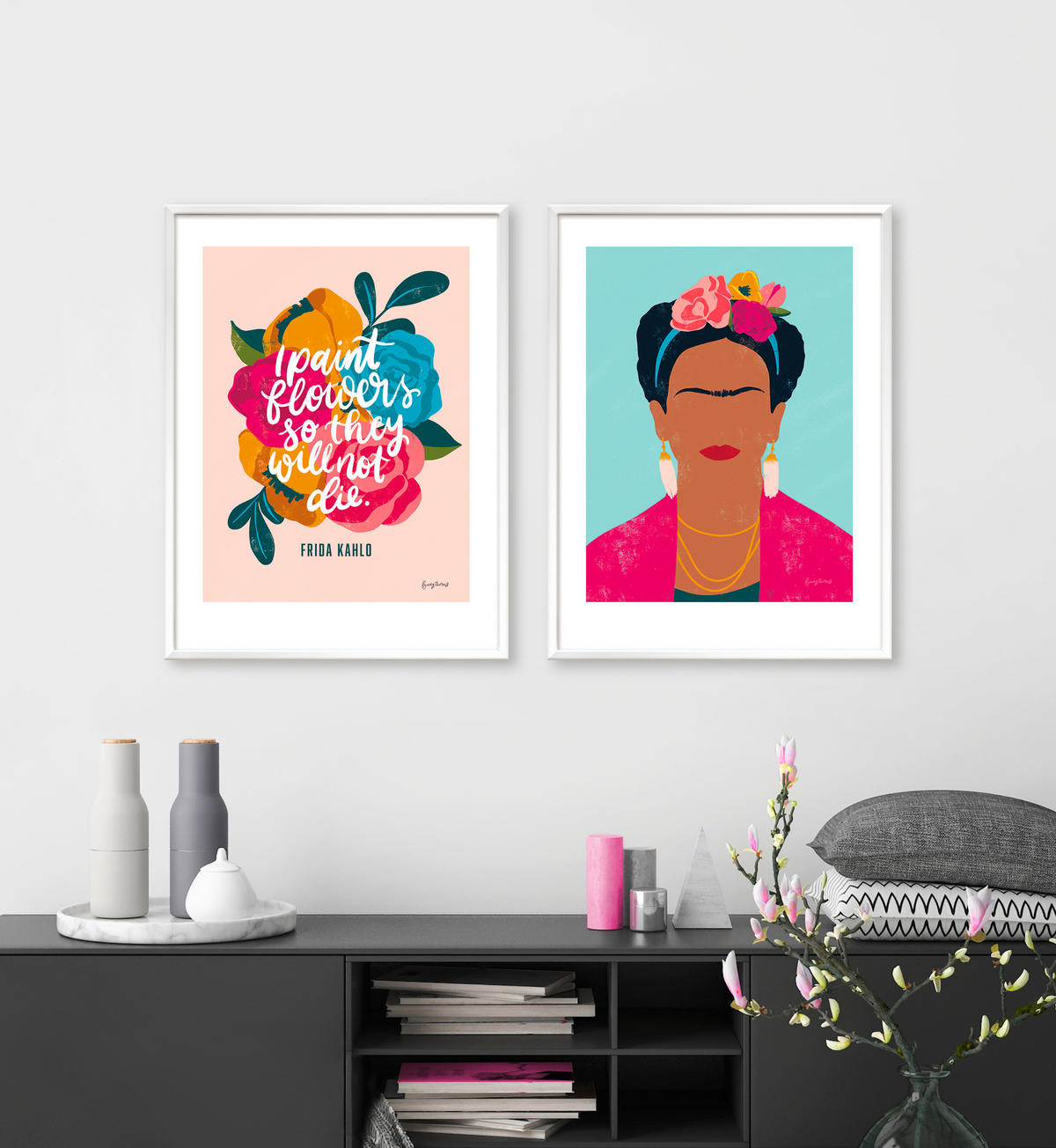 KUNSTDRUCK 30/40 cm  - Blau/Pink, Basics, Papier (30/40cm) - Monee