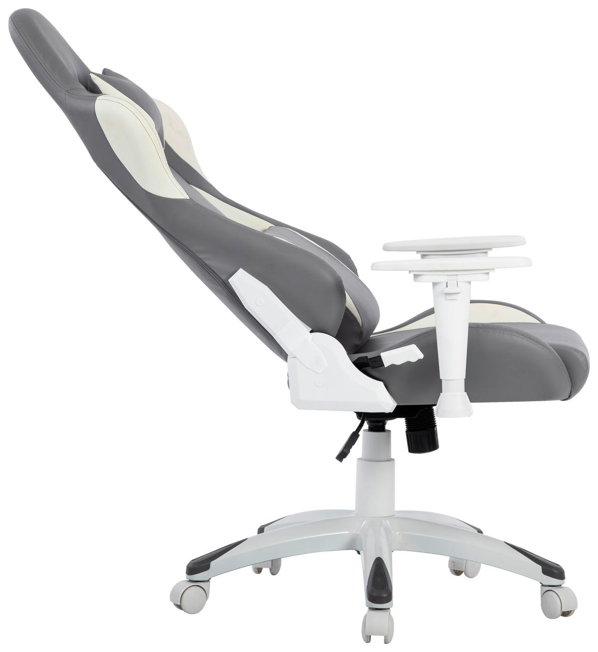 GAMINGSTUHL  in Lederlook Grau, Weiss  - Weiss/Grau, Modern, Kunststoff/Textil (66/126-134/59cm) - Livetastic