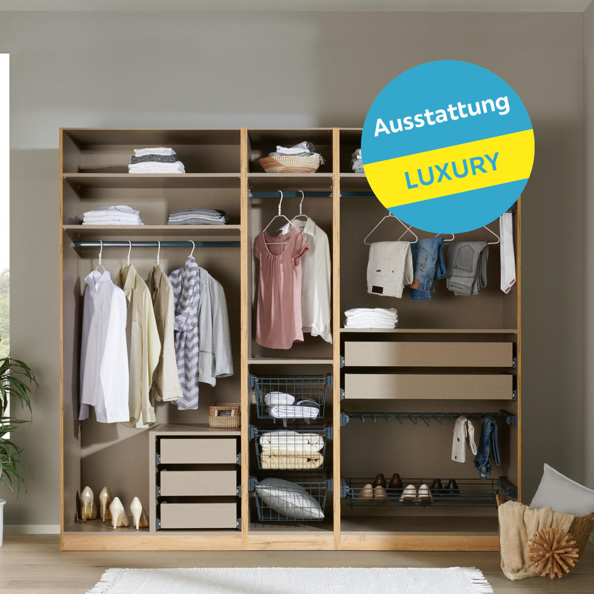 Offener Kleiderschrank Mit Laden 227,8 Cm Unit Weiß