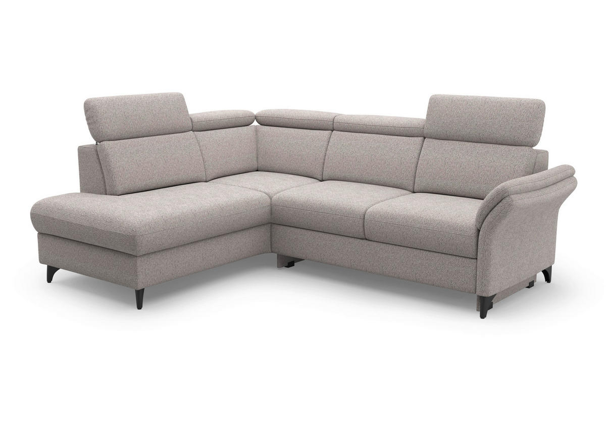 ECKSOFA Chenille Silberfarben  - Silberfarben/Schwarz, Konventionell, Textil/Metall (193/247cm) - Sit & More