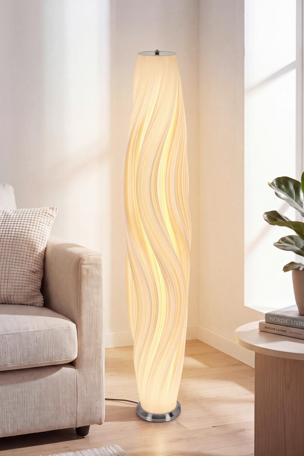LED-STEHLEUCHTE - Weiss/Nickelfarben, Lifestyle, Kunststoff/Metall (30/155cm) - Dieter Knoll