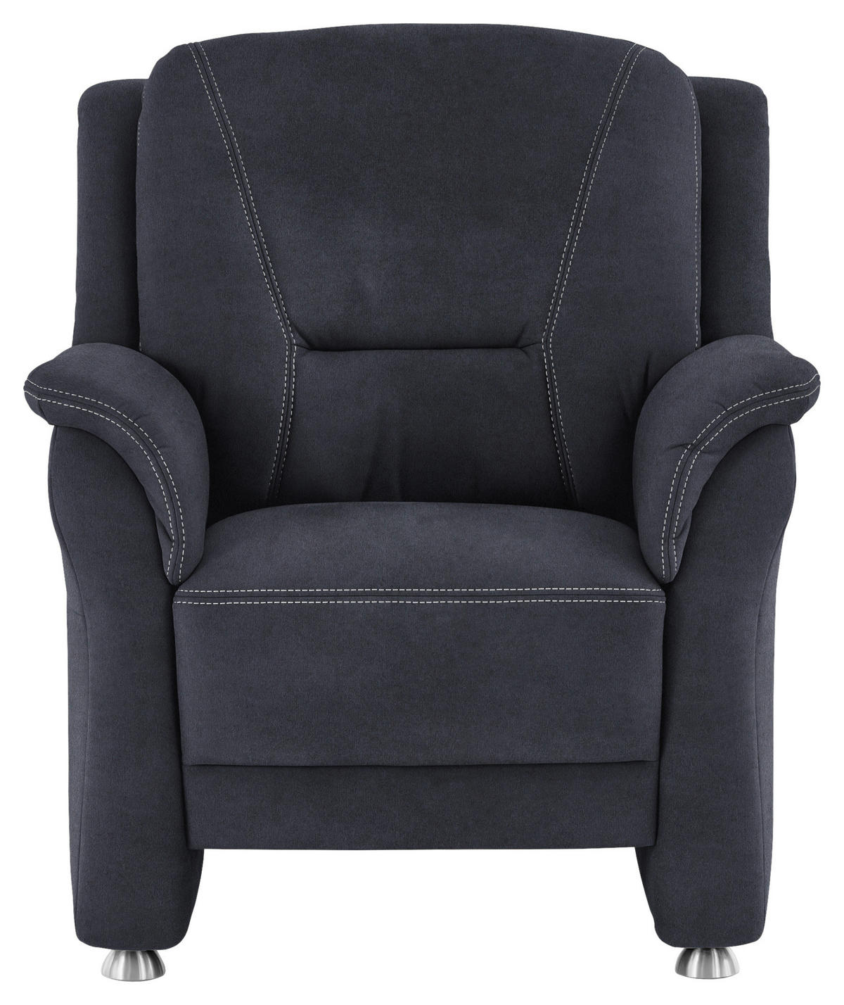 SESSEL in Mikrofaser Dunkelblau  - Beige/Alufarben, Konventionell, Textil/Metall (90/100/89cm) - Beldomo Comfort