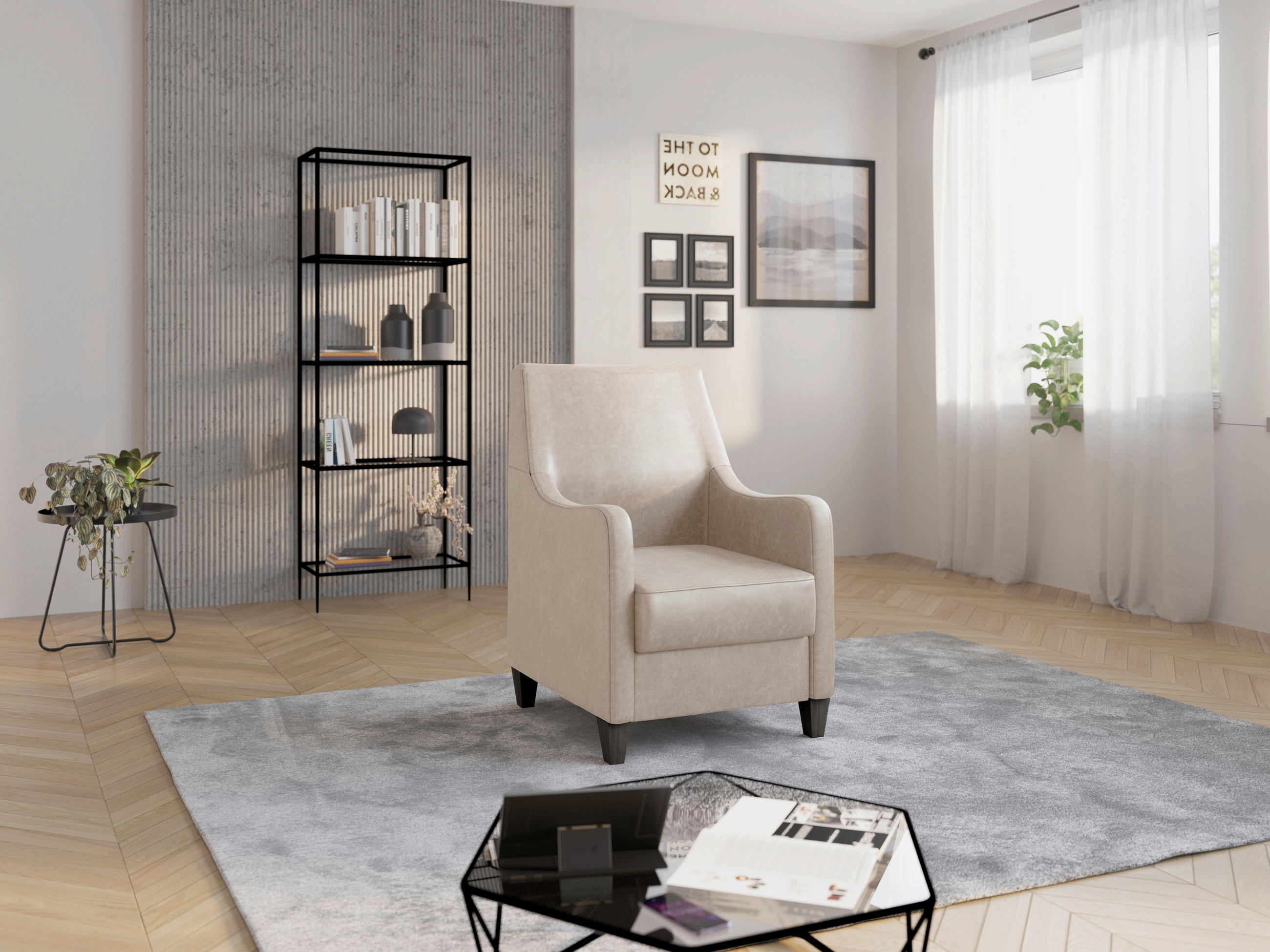 SESSEL in Mikrofaser Beige  - Wengefarben/Beige, KONVENTIONELL, Holz/Textil (70/93/75cm) - Sit & More