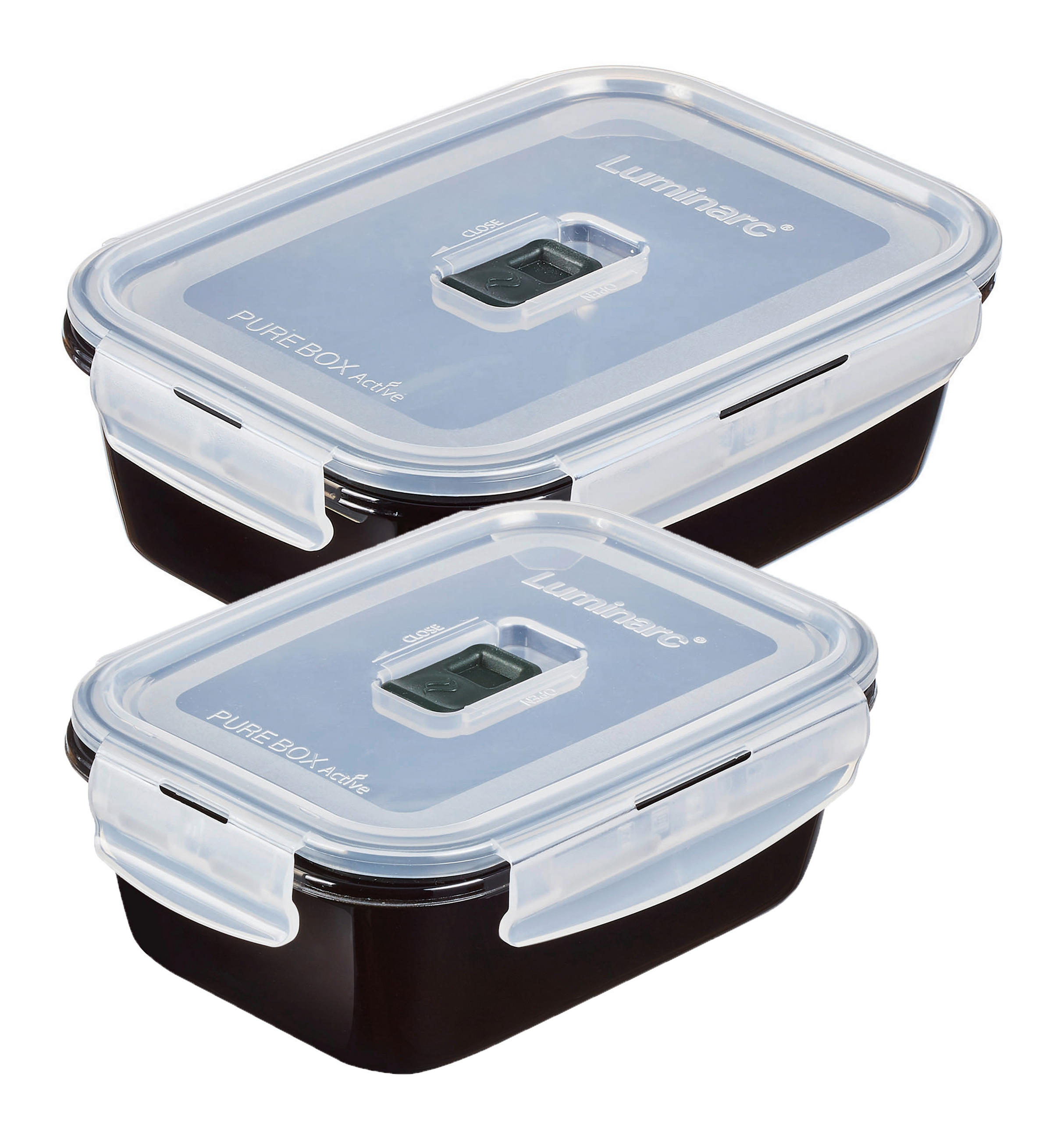 VORRATSDOSENSET 2-teilig  - Klar/Schwarz, Basics, Glas - Creatable