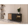 SIDEBOARD  153,6/83/38 cm 4 Schublade(n)  - Eiche Wotan/Schwarz, KONVENTIONELL, Glas/Holzwerkstoff (153,6/83/38cm) - Xora