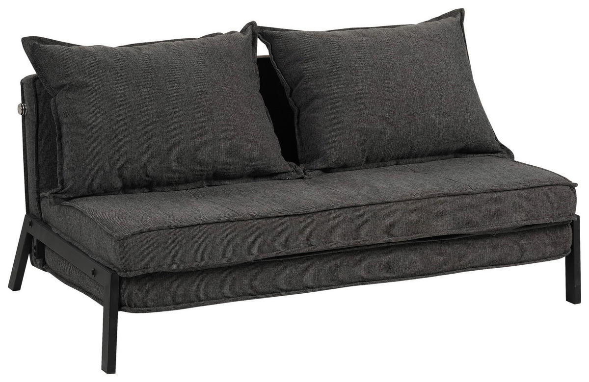 KANAPÉÁGY sötétszürke  - fekete/sötétszürke, Design, textil/fém (151/70/86/97cm) - Livetastic