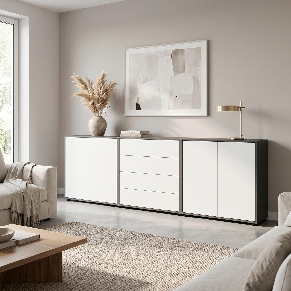 SIDEBOARD   - Anthrazit/Schwarz, MODERN, Holzwerkstoff/Kunststoff (237/73/33cm) - MID.YOU