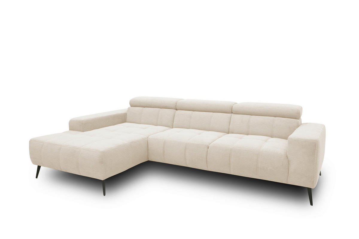 ECKSOFA TRENTO Creme Mikrofaser  - Dunkelgrau/Creme, MODERN, Textil/Metall (287/175cm) - MID.YOU