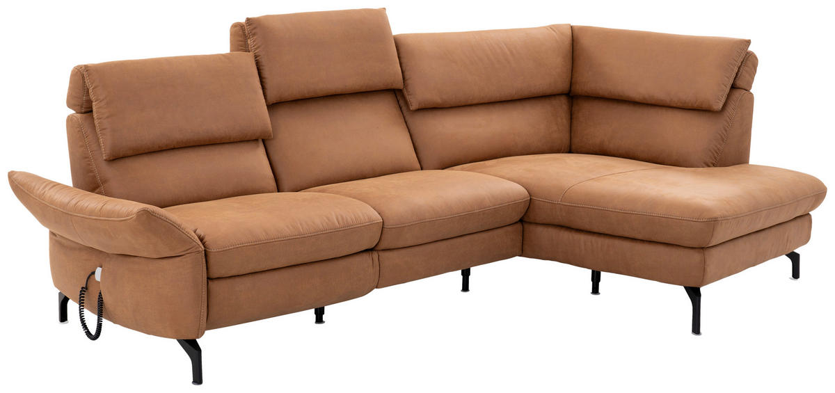 WOHNLANDSCHAFT Cognac  - Cognac/Beige, MODERN, Textil/Metall (274/160cm) - Livetastic