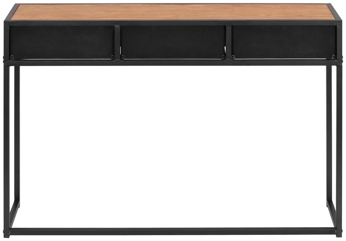 KONZOLOVÝ STOLEK, jedle, černá, světle hnědá, 120/80/33 cm - černá/světle hnědá, Design, kov/dřevo (120/80/33cm) - P & B