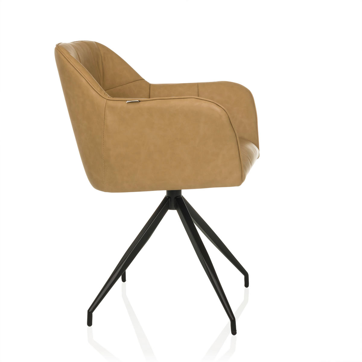 ARMLEHNSTUHL  in Lederlook  - Cognac/Schwarz, MODERN, Leder/Metall (61/90/56cm) - MID.YOU
