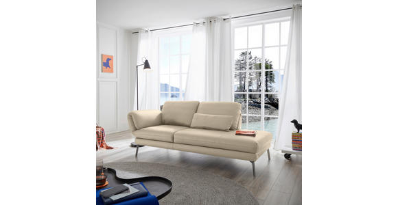 RÉCAMIERE in Echtleder Creme - Chromfarben/Creme, Design, Leder/Metall (209/85-109/95-16cm) - Dieter Knoll