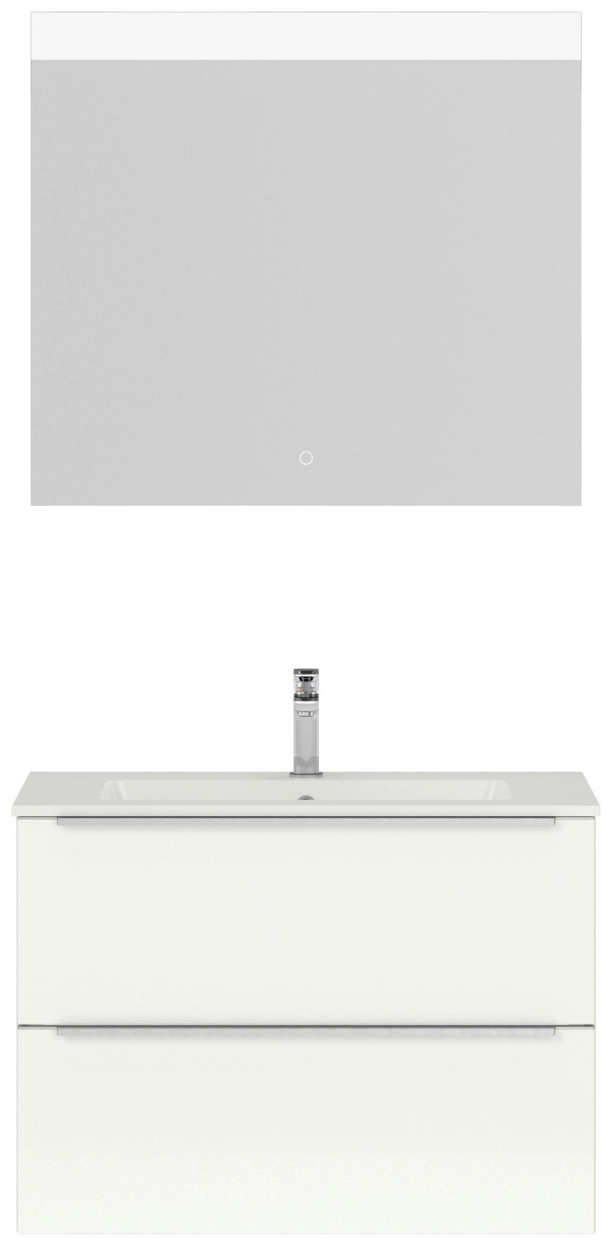 BADEZIMMER 3-teilig  in 81 cm  - Edelstahlfarben/Weiß Hochglanz, MODERN, Holzwerkstoff/Stein (81cm) - Nobilia