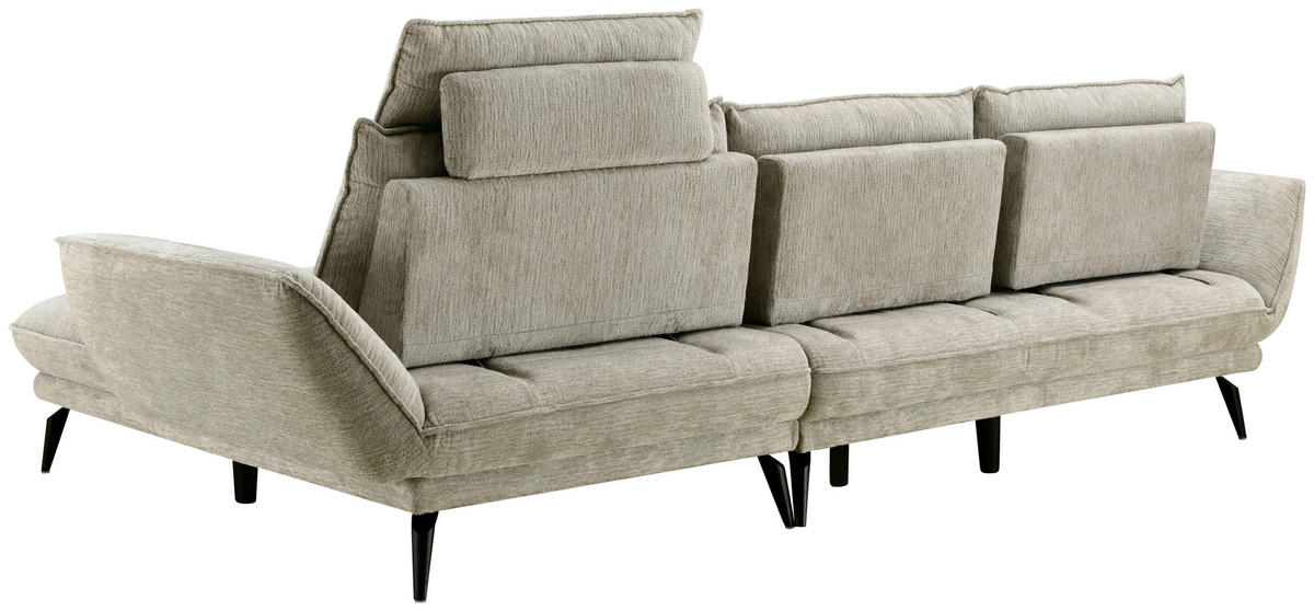 ECKSOFA Beige Mikrofaser  - Beige/Schwarz, Design, Textil/Metall (325/85/109-170cm) - Novel