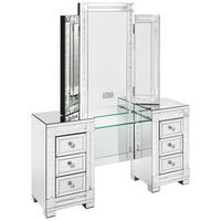 SMINKASZTAL ezüstszínű  - ezüstszínű/átlátszó, Design, faalapú anyag/Üveg (151/40,5/183cm) - Xora