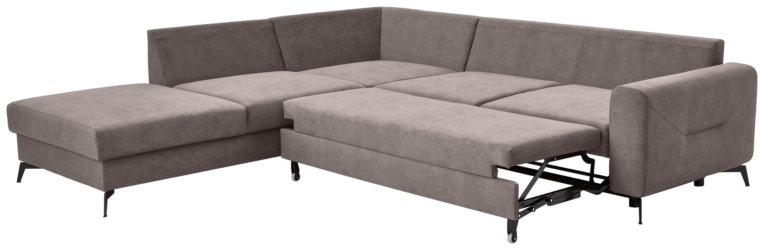 Thumbnail - Carryhome Ecksofa, Greige, Textil, 5-Sitzer, Füllung: Schaumstoff, Silikon, Ottomane links, L-Form, 275x257 cm, Made in ...