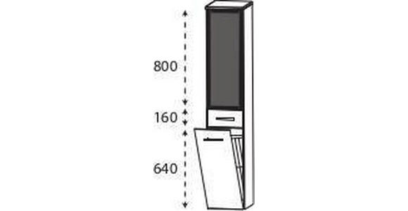 HOCHSCHRANK 30,0/160,0/30,0 cm  - Eichefarben/Anthrazit, KONVENTIONELL, Glas/Holzwerkstoff (30,0/160,0/30,0cm) - Dieter Knoll