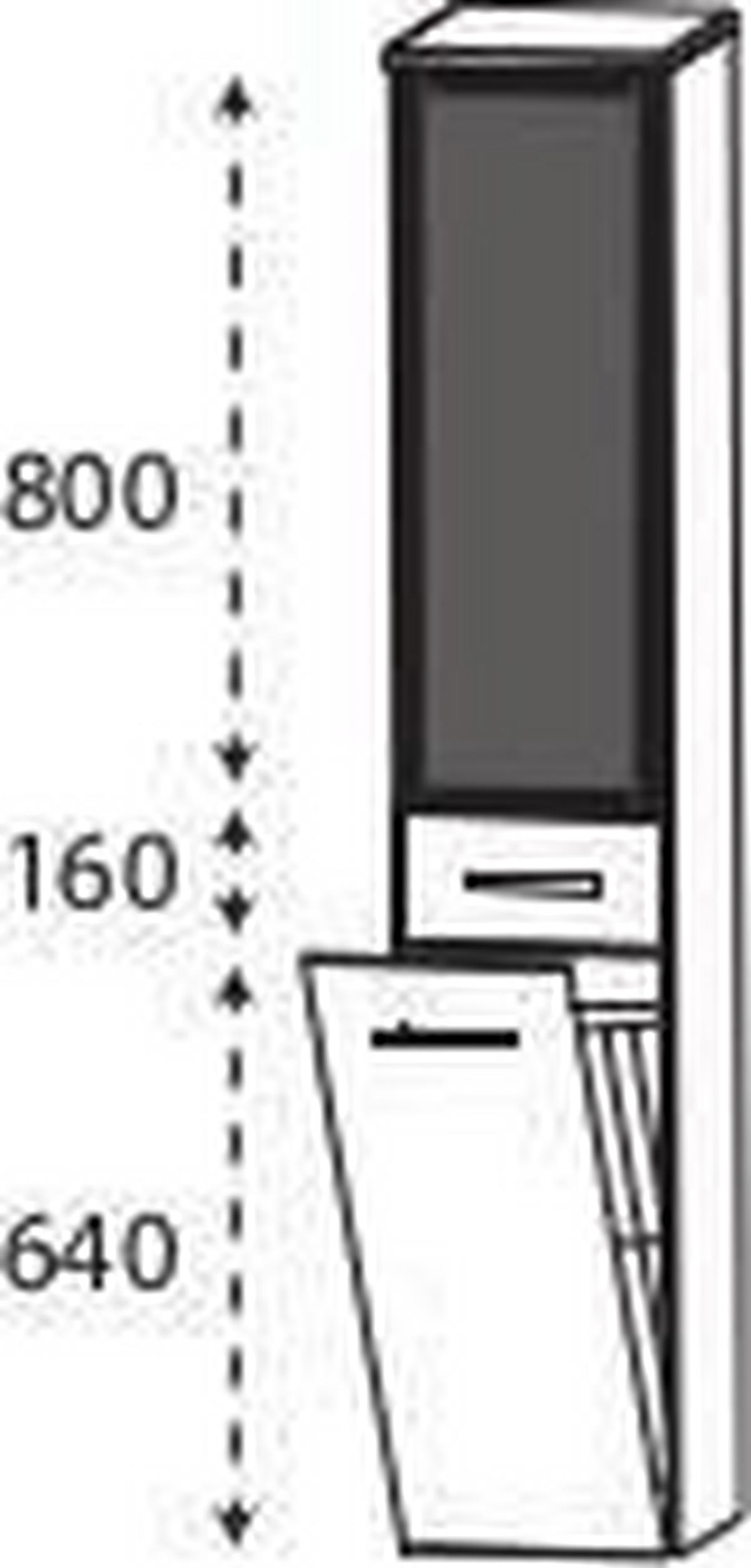 HOCHSCHRANK 30,0/160,0/30,0 cm  - Eichefarben/Anthrazit, KONVENTIONELL, Glas/Holzwerkstoff (30,0/160,0/30,0cm) - Dieter Knoll