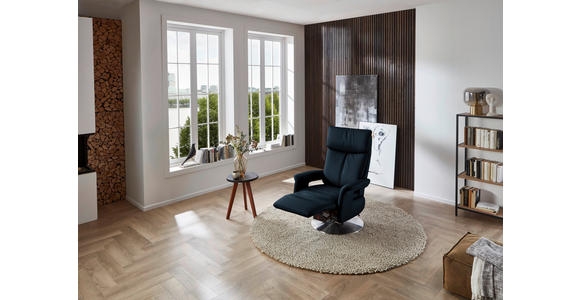 RELAXSESSEL in Leder Dunkelblau - Edelstahlfarben/Dunkelblau, Design, Leder/Metall (78/112/85cm) - Cantus