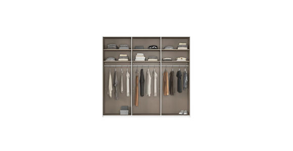 SCHWEBETÜRENSCHRANK  in Weiß  - Alufarben/Weiß, Basics, Holzwerkstoff/Metall (242/223/68cm) - Novel
