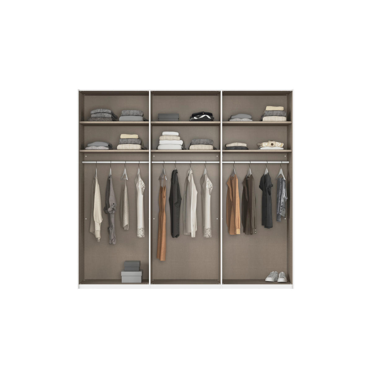 SCHWEBETÜRENSCHRANK 242/223/68 cm 3-türig Weiß  - Alufarben/Weiß, Basics, Glas/Holzwerkstoff (242/223/68cm) - Novel