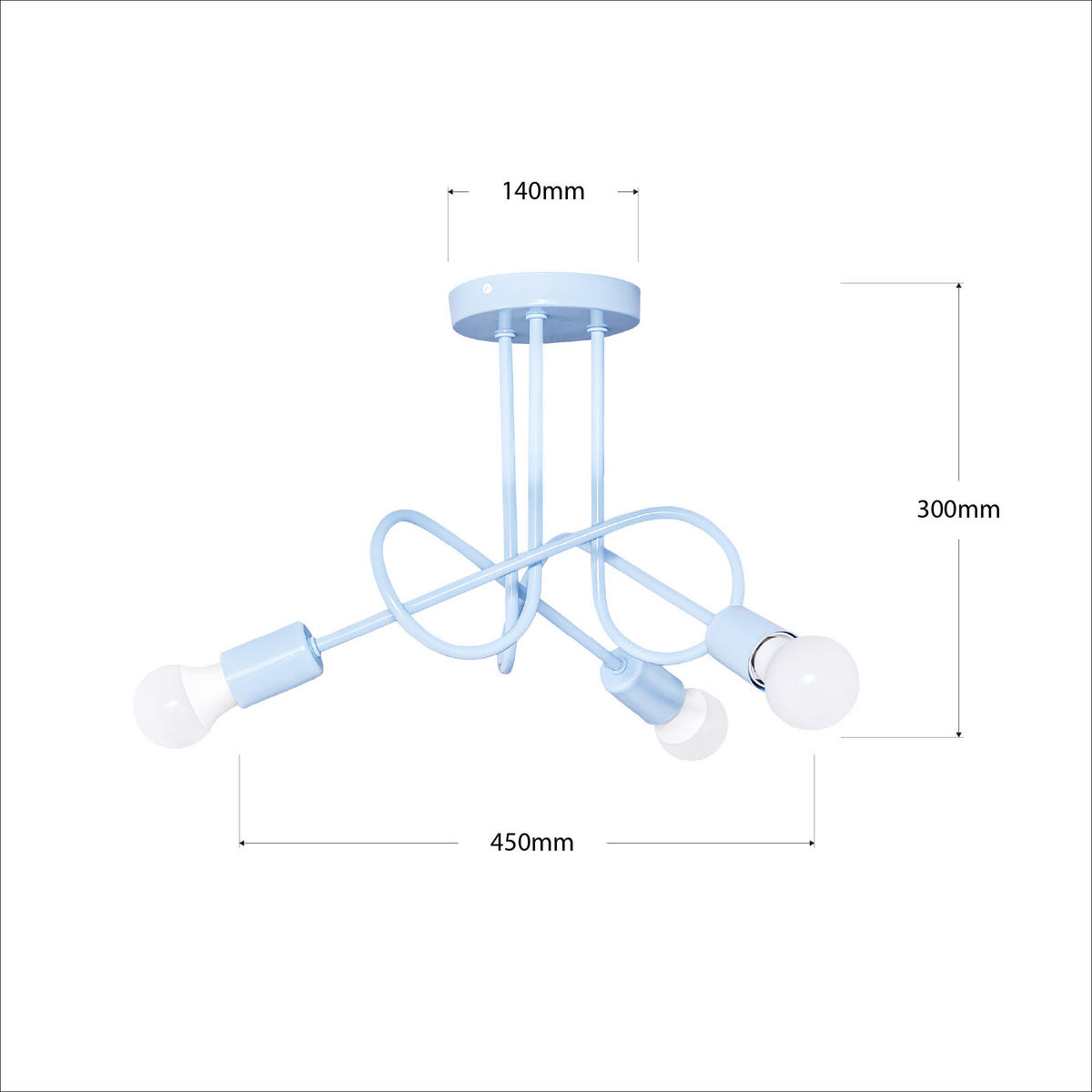 KINDERDECKENLEUCHTE Oxford   - Pastellblau, KONVENTIONELL, Metall (30/45/45cm)