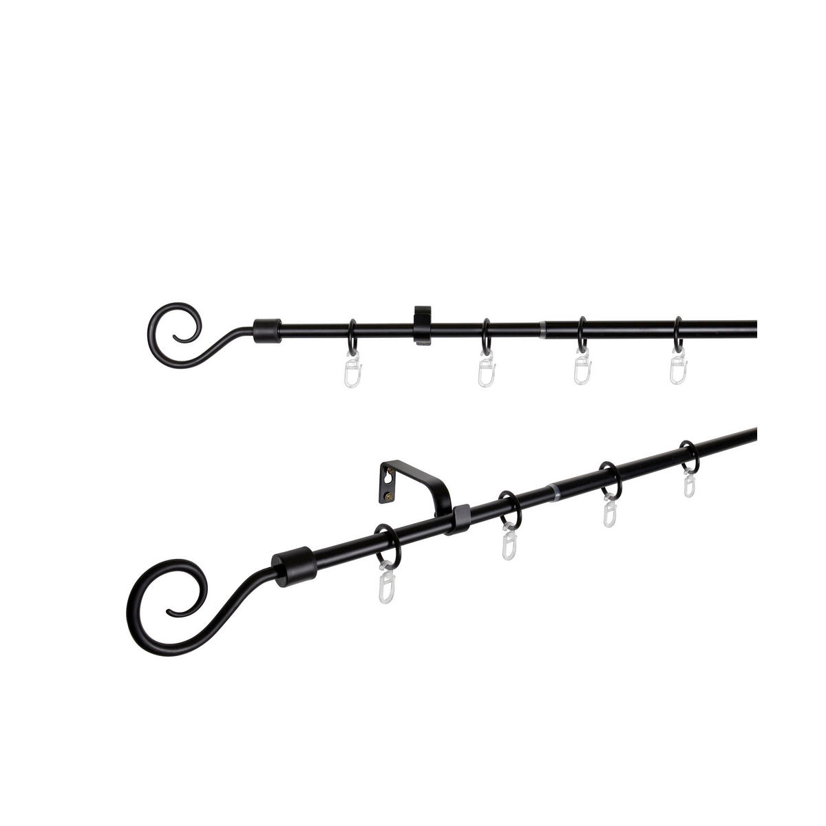VORHANGSTANGENSET  130 cm  - Schwarz, Basics, Metall (130cm)