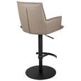 BARHOCKER in Metall, Leder Schwarz, Taupe  - Taupe/Schwarz, Design, Leder/Metall (56/90-115/56cm) - Novel
