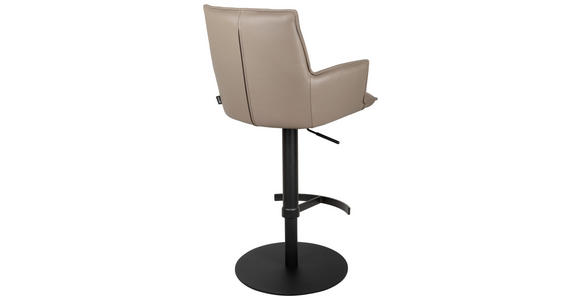 BARHOCKER in Metall, Leder Schwarz, Taupe  - Taupe/Schwarz, Design, Leder/Metall (56/90-115/56cm) - Novel