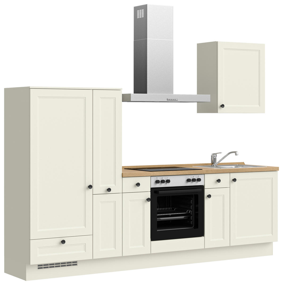 KÜCHENBLOCK Cascada 270 cm  in Weiß, Eichefarben  - Eichefarben/Schwarz, MODERN, Holzwerkstoff/Metall (270cm) - Nobilia