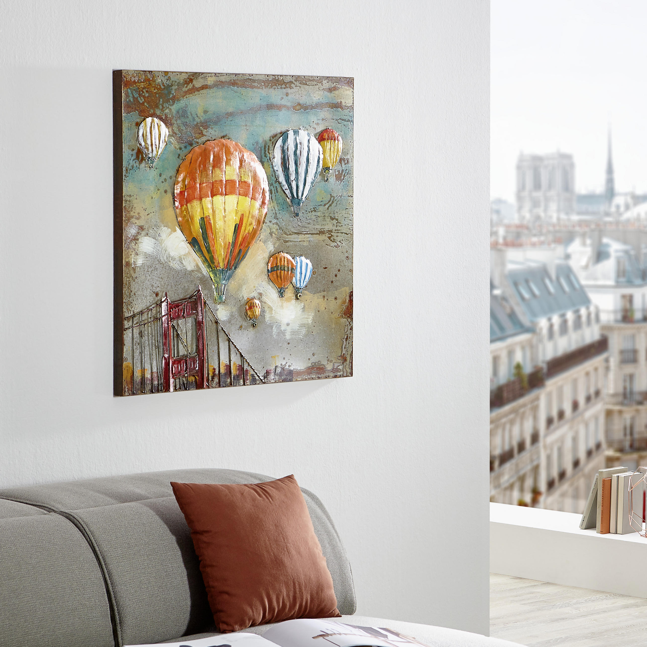 METALLBILD Zeichnung 85/85 cm  - Multicolor, KONVENTIONELL, Metall (85/85cm) - Monee