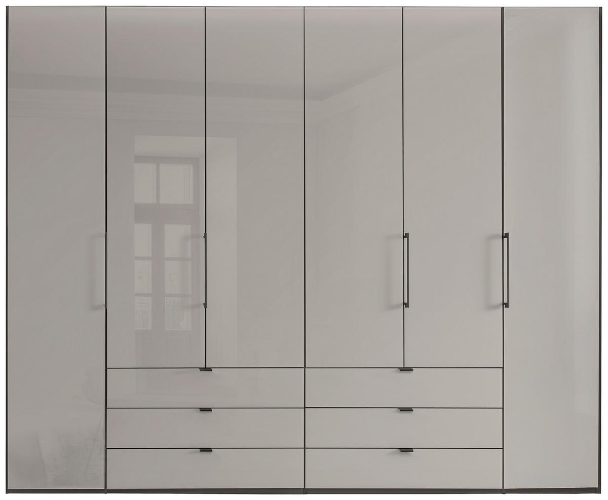 KOMBISCHRANK 300/236/58 cm Grau, Dunkelbraun  - Schieferfarben/Dunkelbraun, Konventionell, Glas/Holzwerkstoff (300/236/58cm) - Dieter Knoll