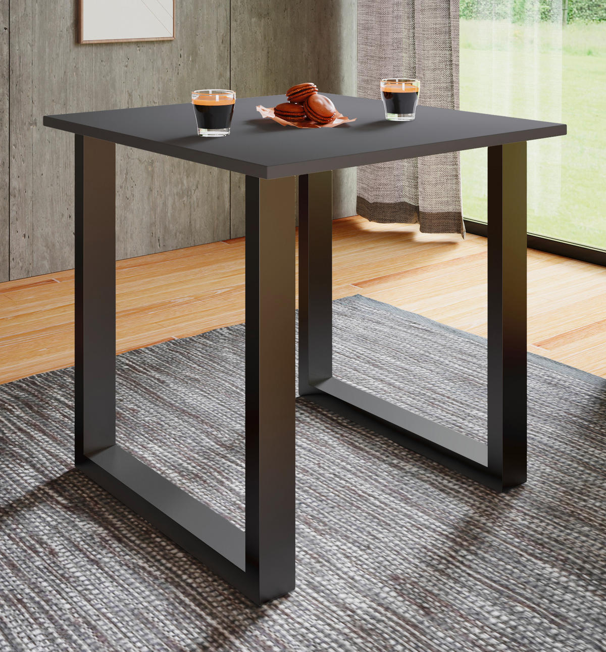 SCHREIBTISCH  in Anthrazit, Schwarz  - Anthrazit/Silberfarben, Design, Holzwerkstoff/Metall (80/76/50cm) - MID.YOU