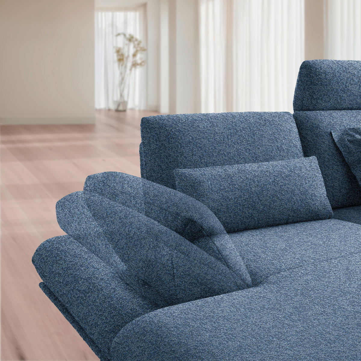 ECKSOFA Flachgewebe Blau  - Blau/Schwarz, Design, Textil/Metall (155/234cm) - Dieter Knoll