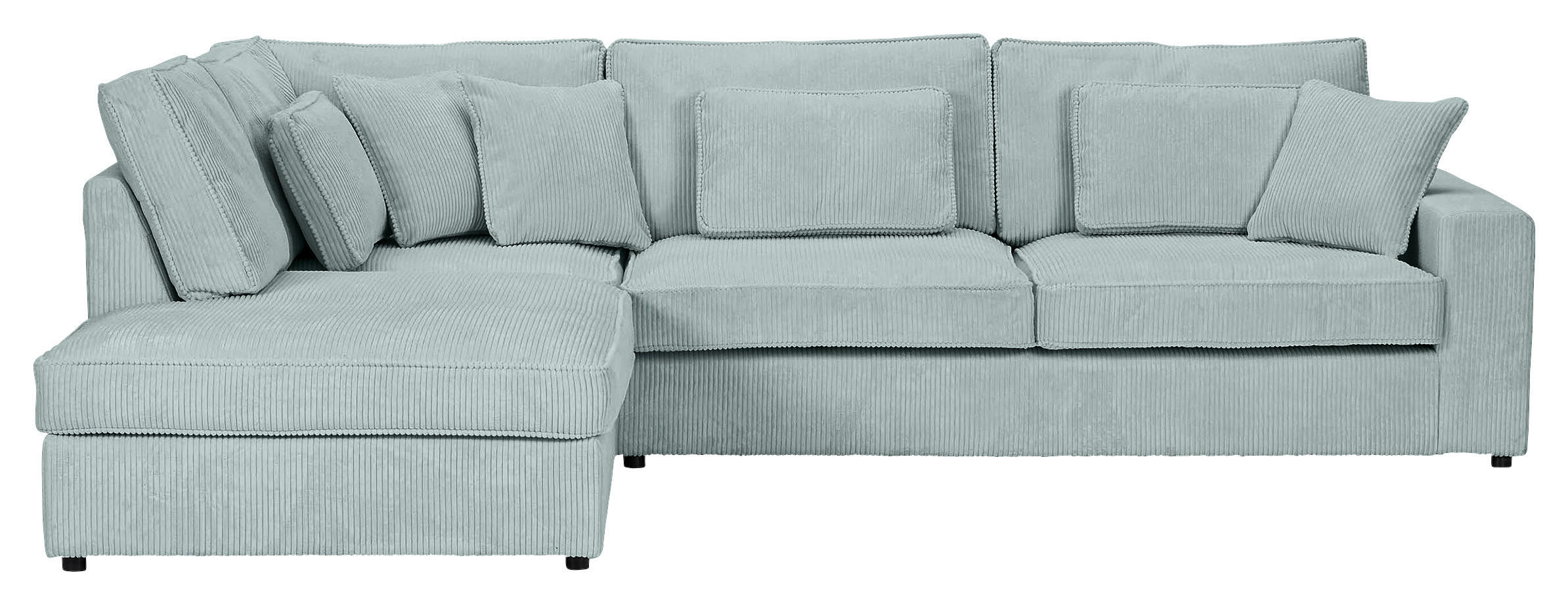 ECKSOFA Hellblau Cord Zierkissen, Rückenkissen, Rücken echt  - Schwarz/Hellblau, MODERN, Kunststoff/Textil (228/307cm) - Carryhome